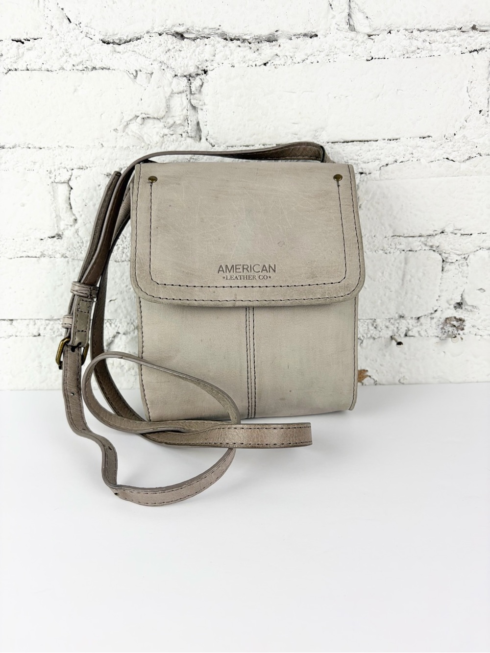 American Leather Co Kansas Grey Nubuck Leather Crossbody Bag